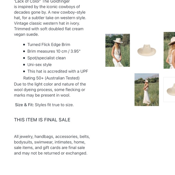 NEW! Rare Lack of Color Western Goldfinger hat - Picture 4 of 9